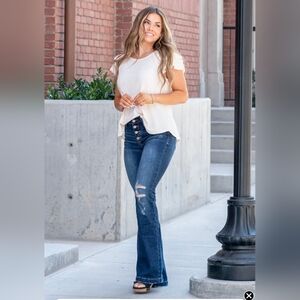 KanCan Buttonfly  Dark Blue Flare Jeans